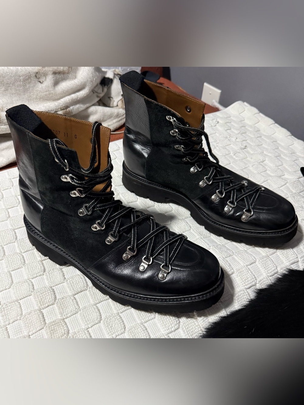 Grenson | Leather & Suede Lug Sole Boots | Black | Size 12 - Picture 3 of 16